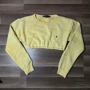 Vintage‎ Yellow Ralph Lauren cropped crew neck sweater